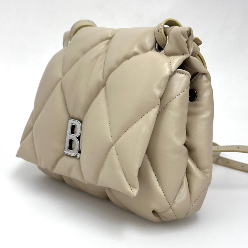 Balenciaga Borsa Puffy B Chain Trapuntata Beige