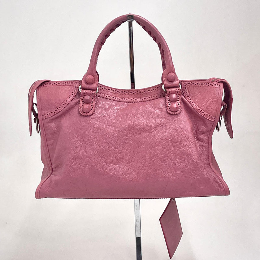 Balenciaga Borsa a Mano Classic City Brogues in Pelle Rosa