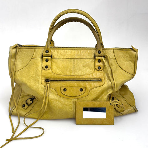 Balenciaga City Grande Borsa a mano in pelle gialla