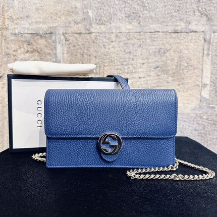 Borsa Gucci Wallet on Chain Interlocking in Pelle Avion