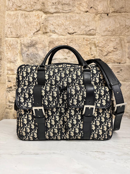 Borsa da viaggio Dior Oblique con doppia tasca e tracolla regolabile – fine anni ’90
