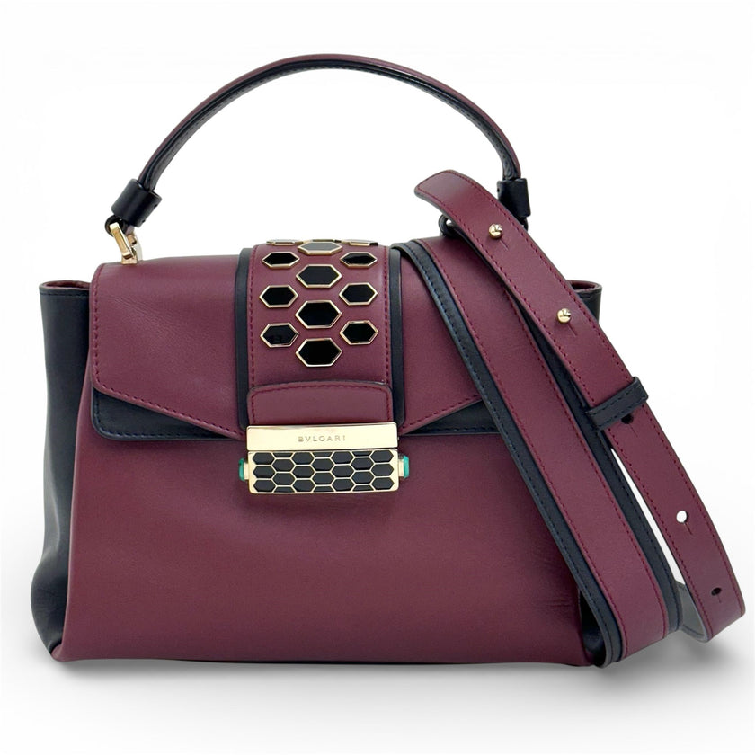 Borsa Bvlgari a mano Serpenti Forever in pelle bordeaux