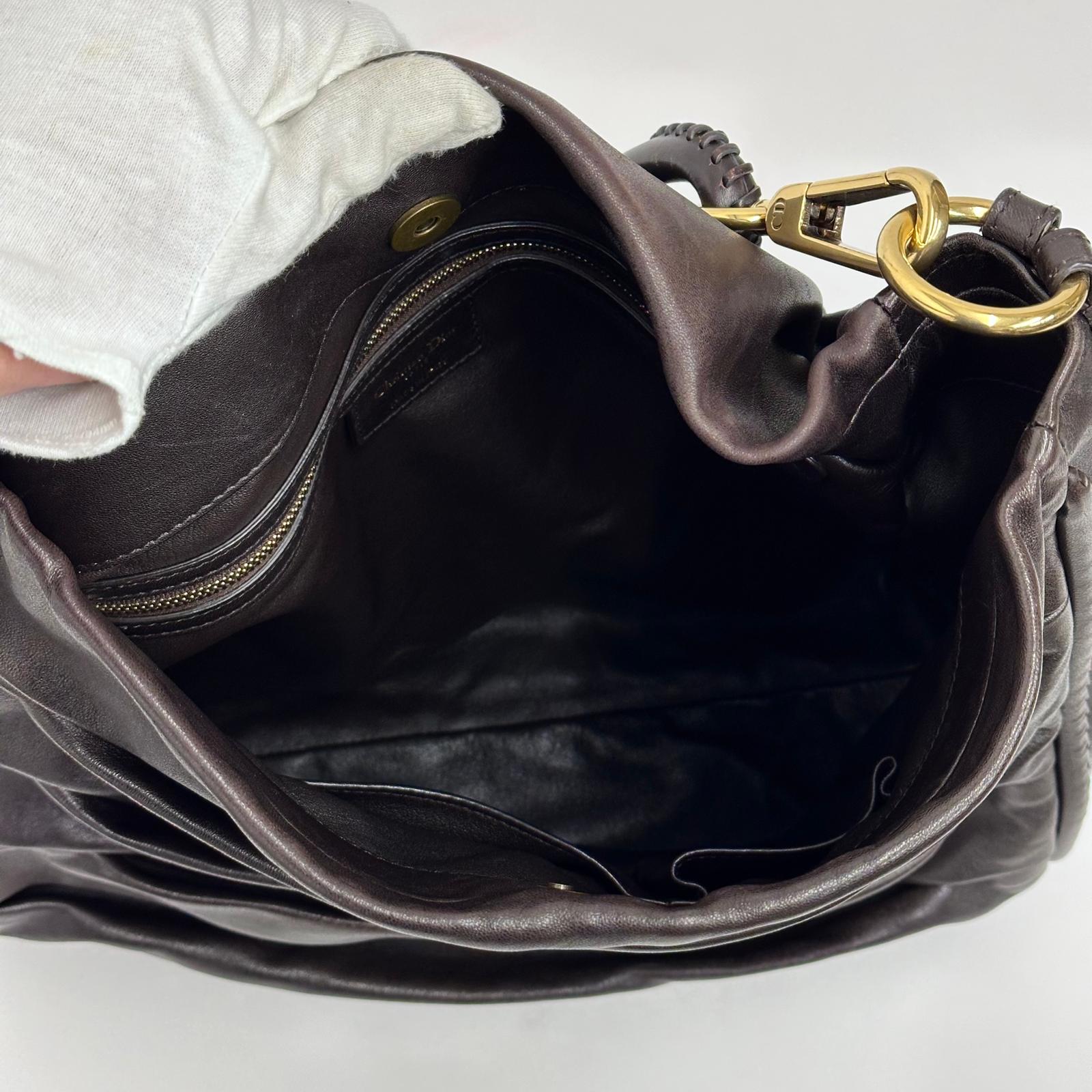 Borsa Dior Libertine a spalla in pelle marrone morbida