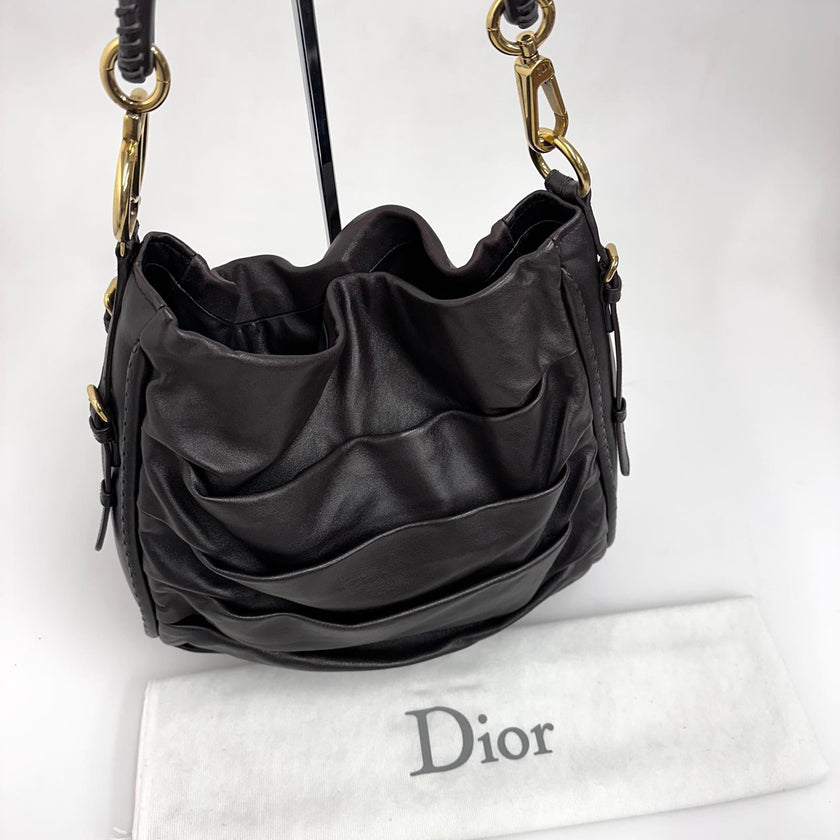 Borsa Dior Libertine a spalla in pelle marrone morbida