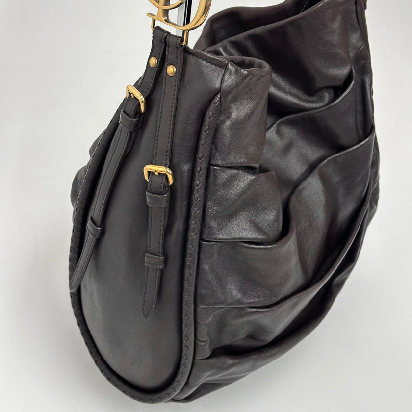 Borsa Dior Libertine a spalla in pelle marrone morbida