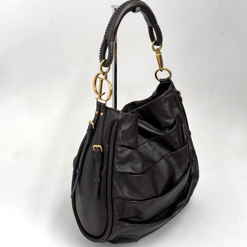 Borsa Dior Libertine a spalla in pelle marrone morbida