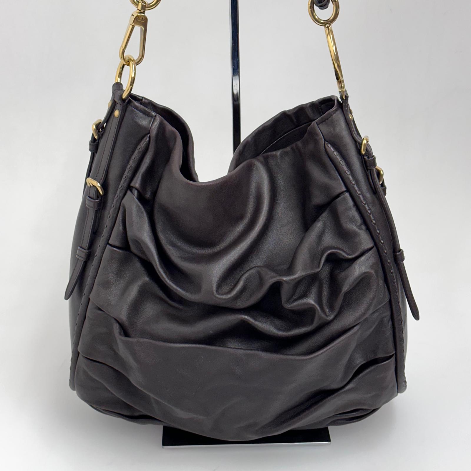 Borsa Dior Libertine a spalla in pelle marrone morbida