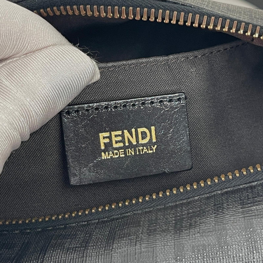 Borsa Fendi a Tracolla in Tela Rivestita Zucchino Nero