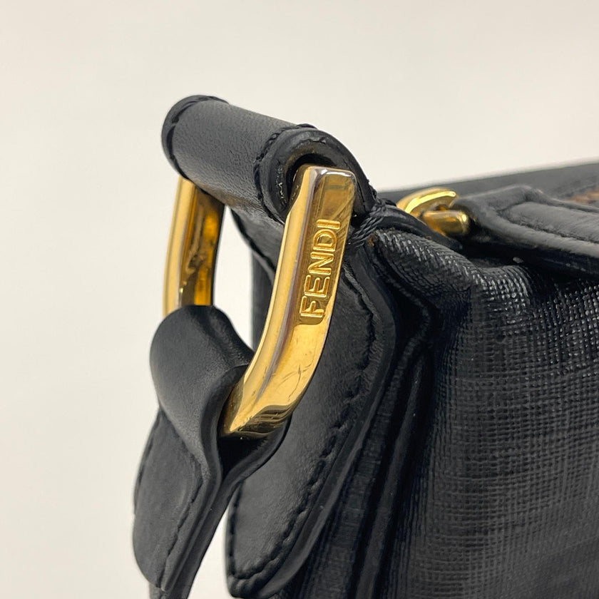 Borsa Fendi a Tracolla in Tela Rivestita Zucchino Nero