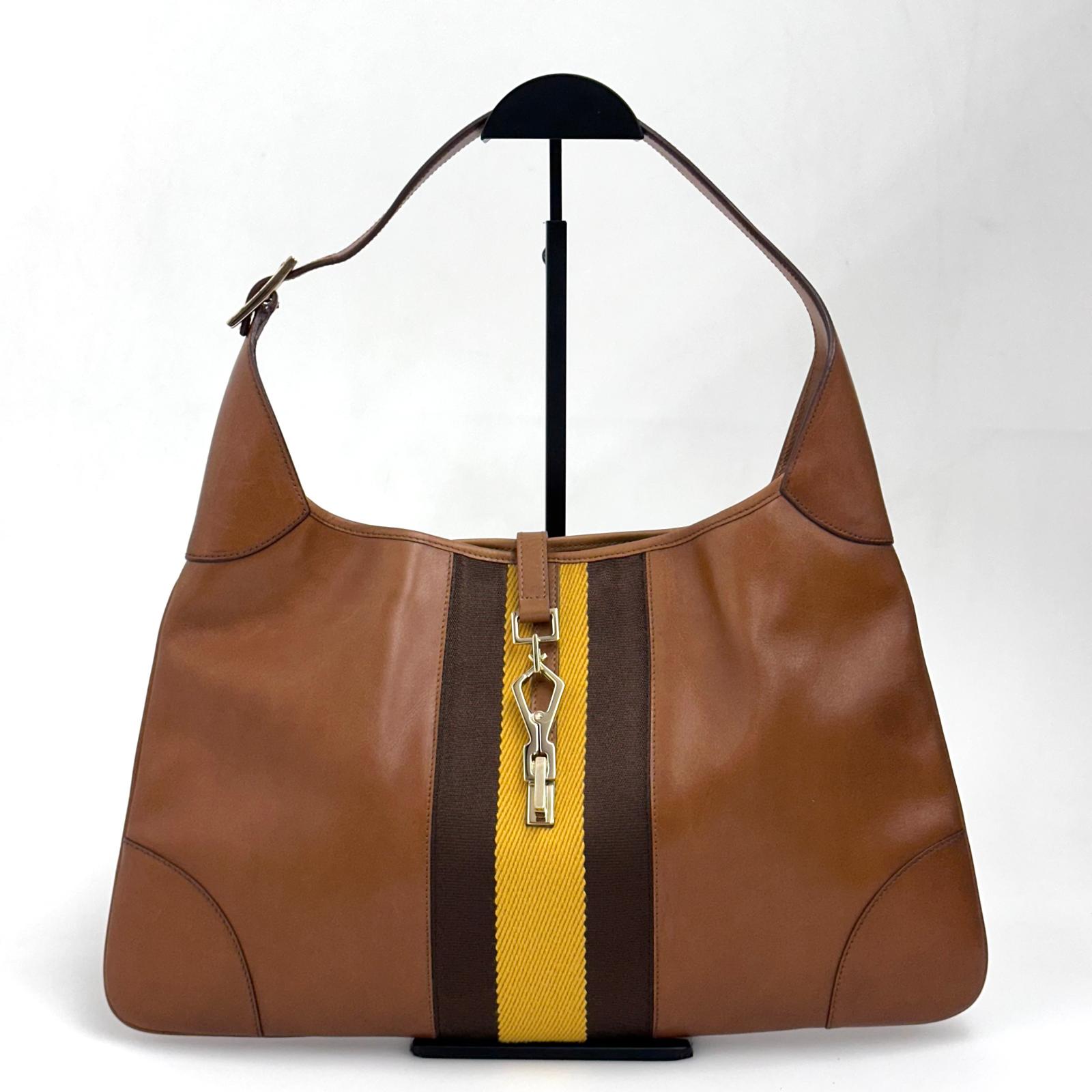 Borsa Gucci Jackie Vintage in Pelle con Web Stripe