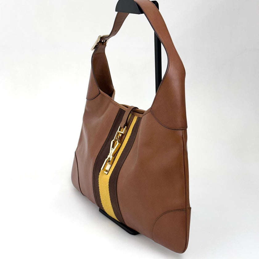 Borsa Gucci Jackie Vintage in Pelle con Web Stripe