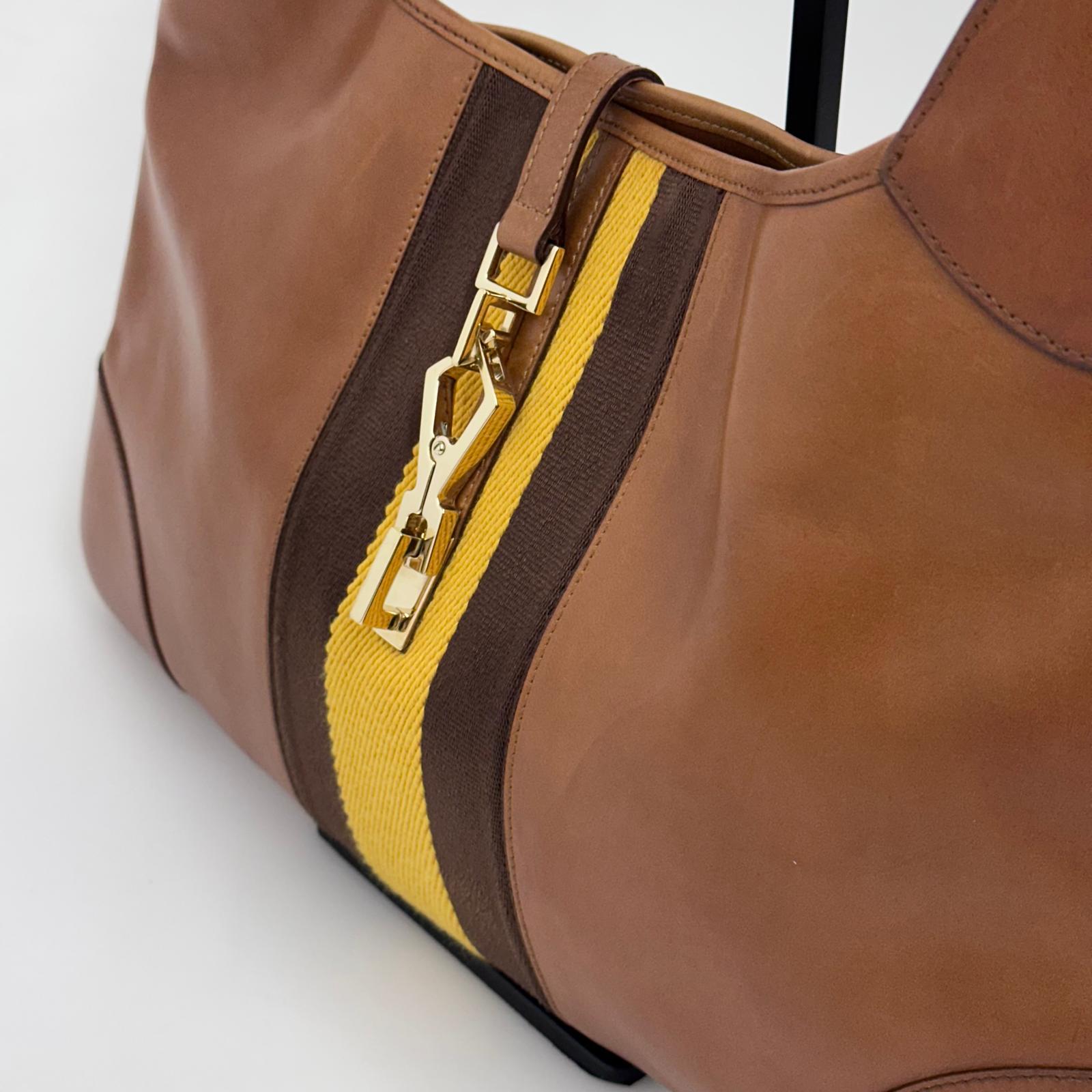 Borsa Gucci Jackie Vintage in Pelle con Web Stripe