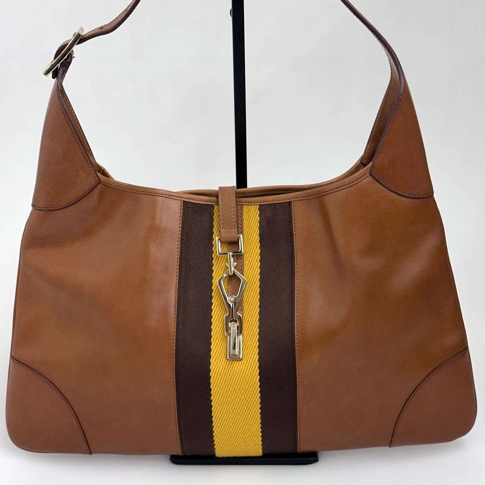 Borsa Gucci Jackie Vintage in Pelle con Web Stripe
