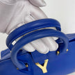 Borsa Saint Laurent Chyc Cabas in Pelle Blu Elettrico