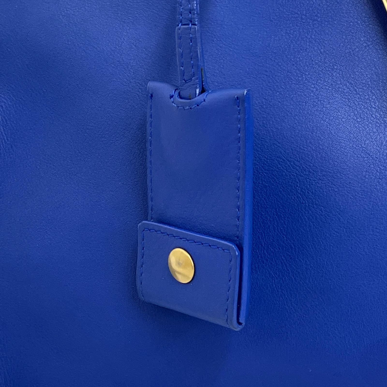 Borsa Saint Laurent Chyc Cabas in Pelle Blu Elettrico