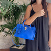 Borsa Saint Laurent Chyc Cabas in Pelle Blu Elettrico