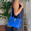 Borsa Saint Laurent Chyc Cabas in Pelle Blu Elettrico
