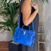 Borsa Saint Laurent Chyc Cabas in Pelle Blu Elettrico