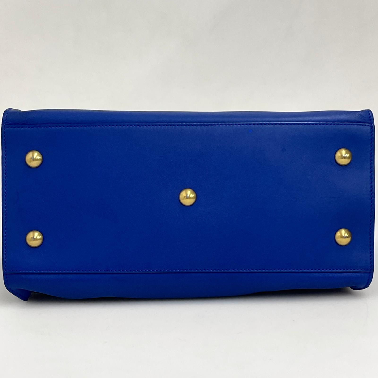 Borsa Saint Laurent Chyc Cabas in Pelle Blu Elettrico