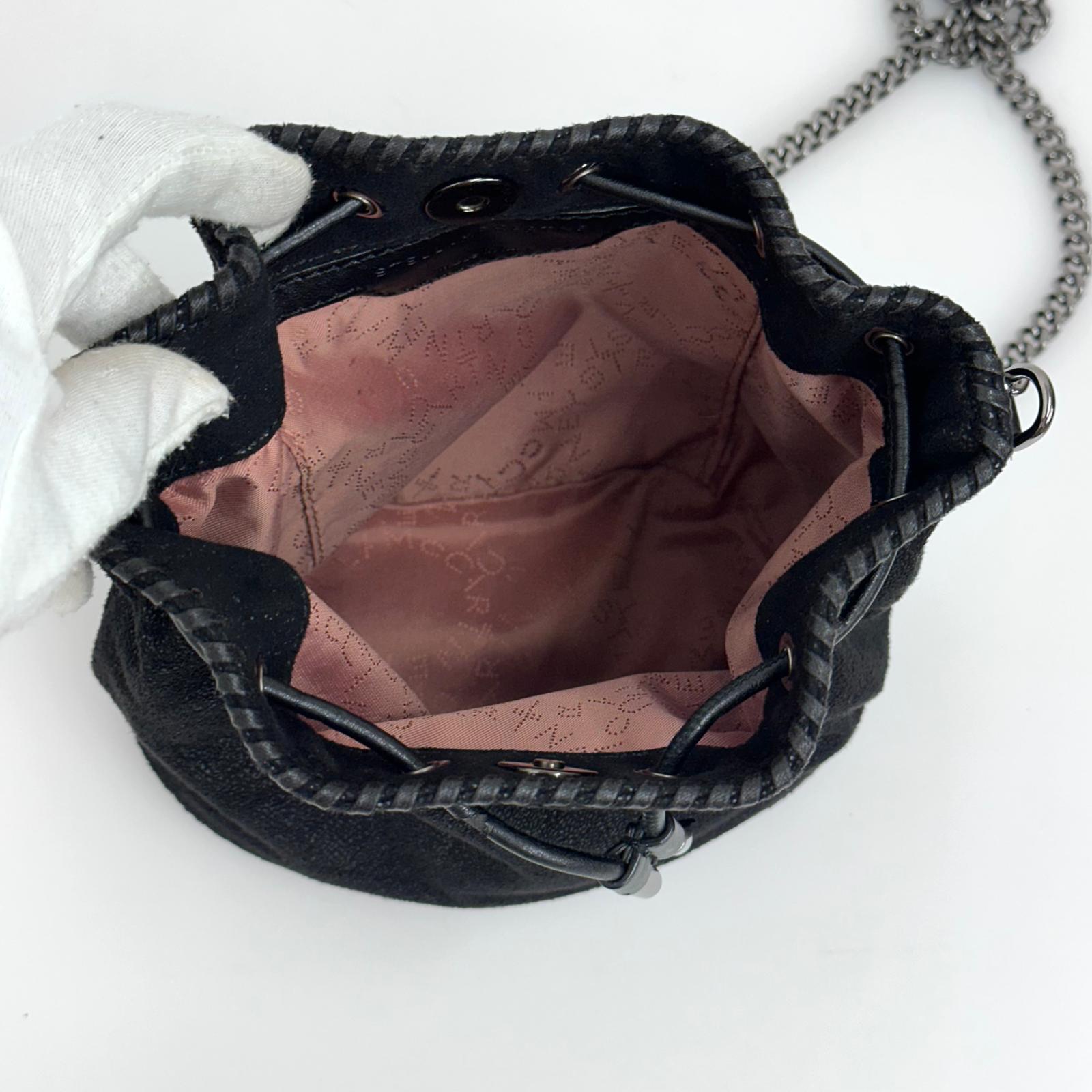 Borsa Stella McCartney Falabella Bucket Mini Shaggy Deer nera