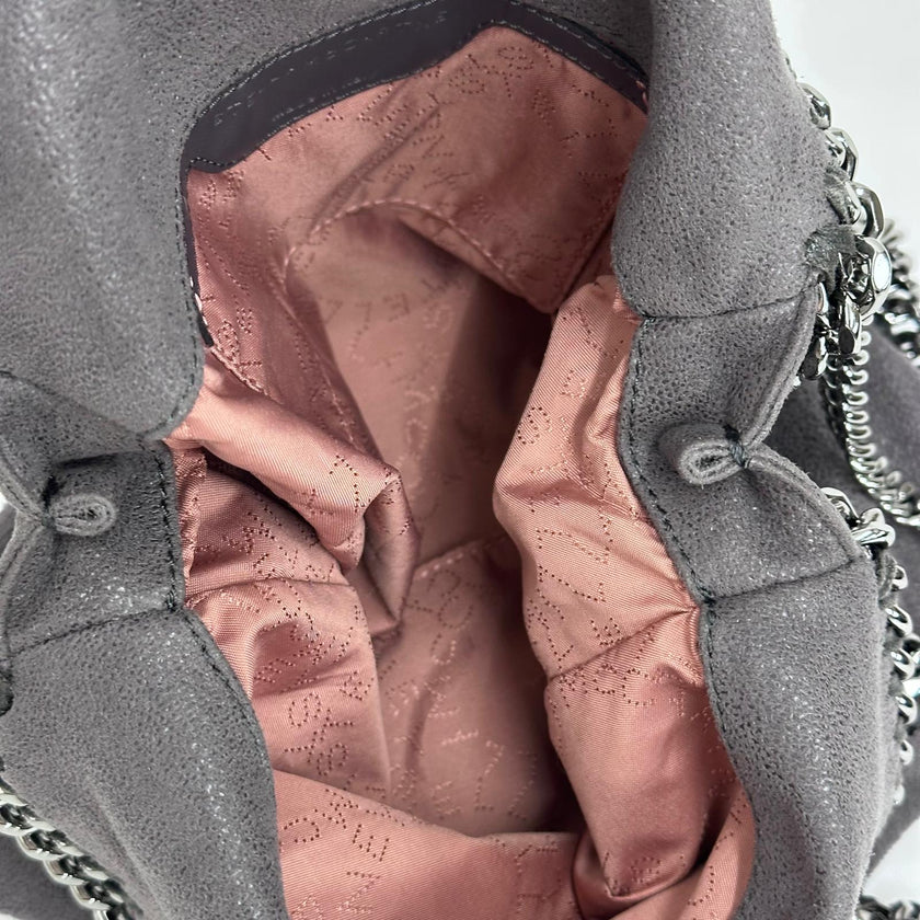 Borsa Stella McCartney a spalla Falabella Mini in eco suede grigia