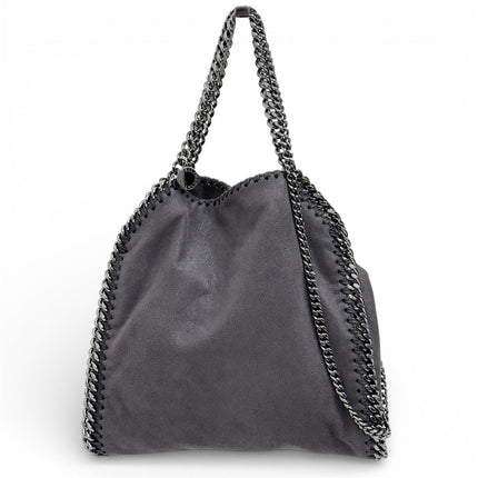 Borsa Stella McCartney a spalla Falabella Mini in eco suede grigia