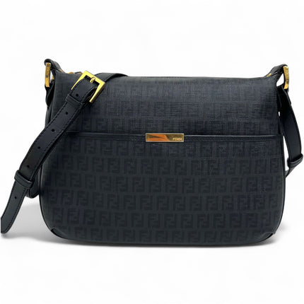 Borsa Fendi a Tracolla in Tela Rivestita Zucchino Nero