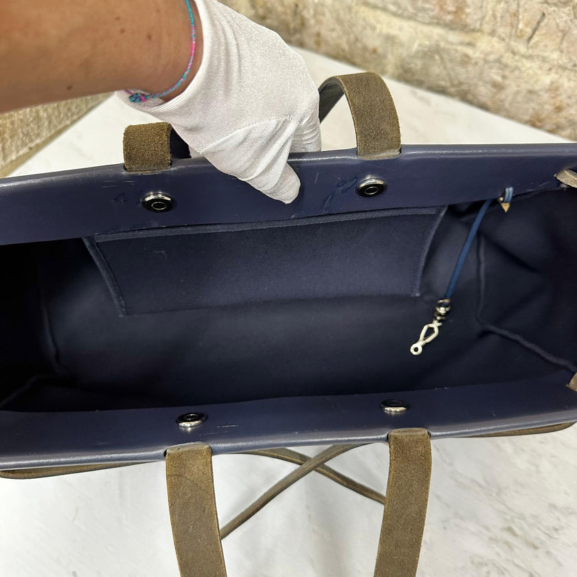 Borsa Hermès Herbag Zip MM in Tela Blu Navy e Pelle – Completa di Dustbag
