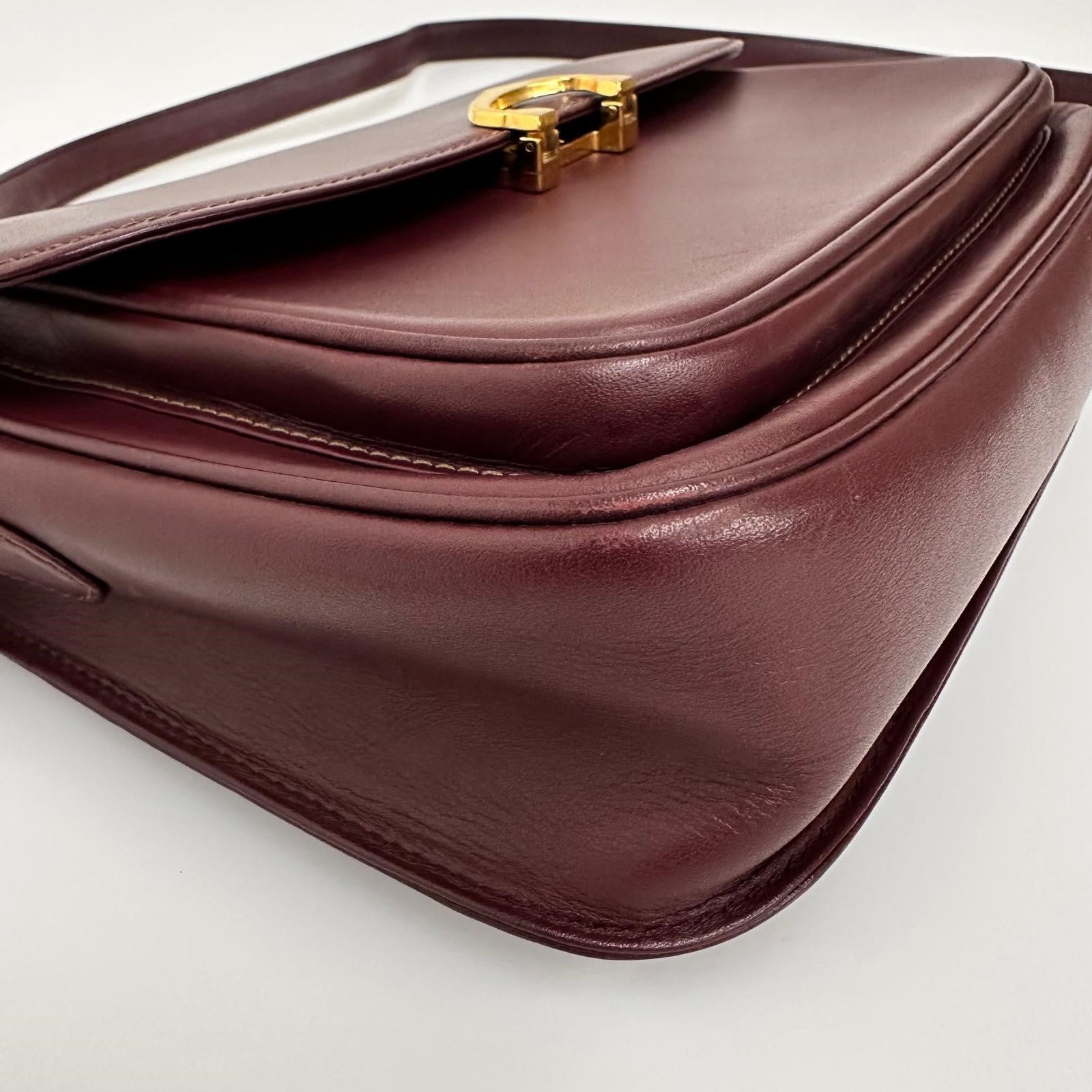 Borsa a Tracolla C de Cartier in pelle bordeaux box anni ’90