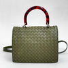 Bottega Veneta Borsa Intrecciato Verde Oliva con Manico Tartarugato