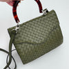 Bottega Veneta Borsa Intrecciato Verde Oliva con Manico Tartarugato