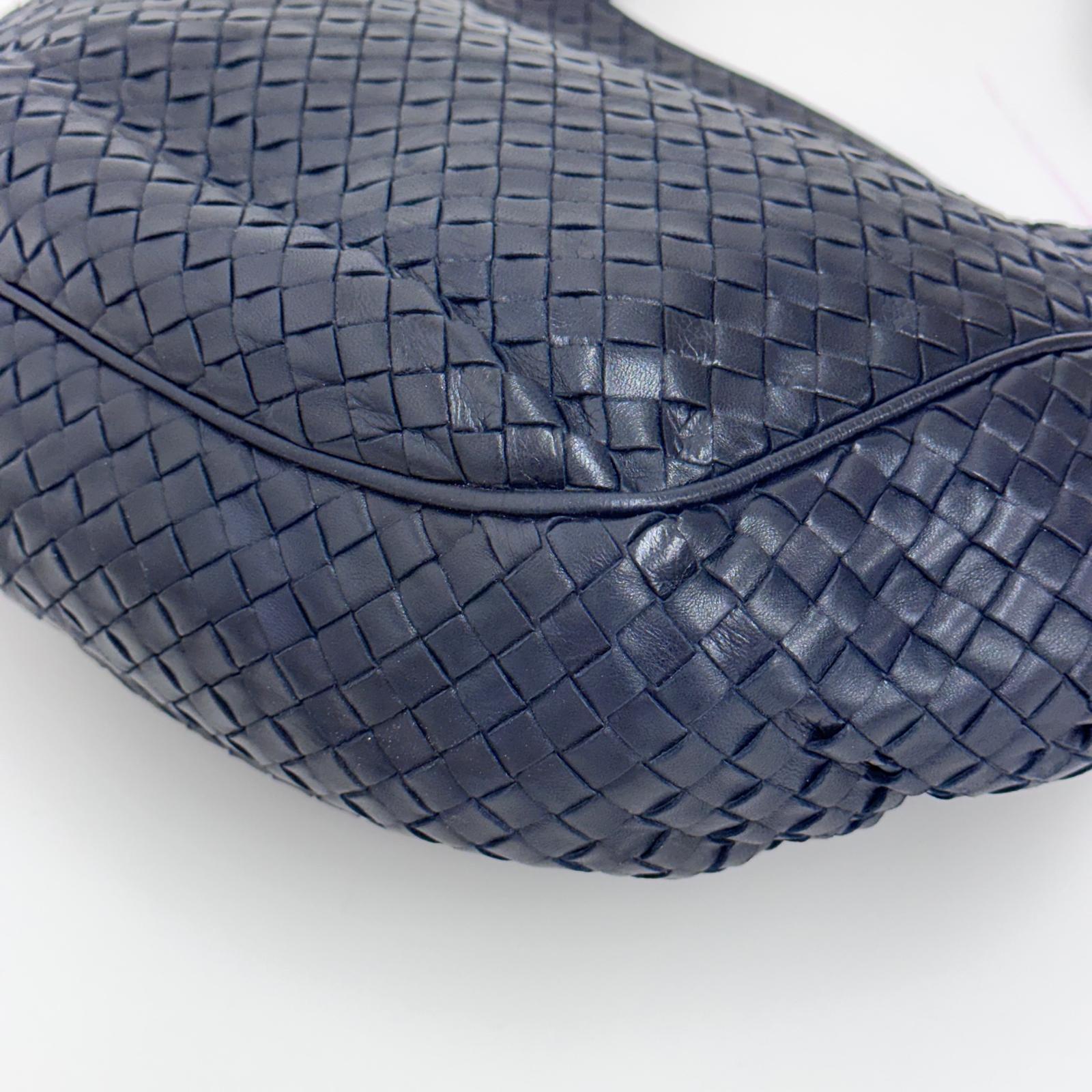 Bottega Veneta Borsa a due vie modello hobo in pelle intrecciata blu