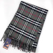 Burberry Sciarpa in lana con stampa check grigia mai usata