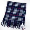 Burberry sciarpa in lana check blu con frange mai usata