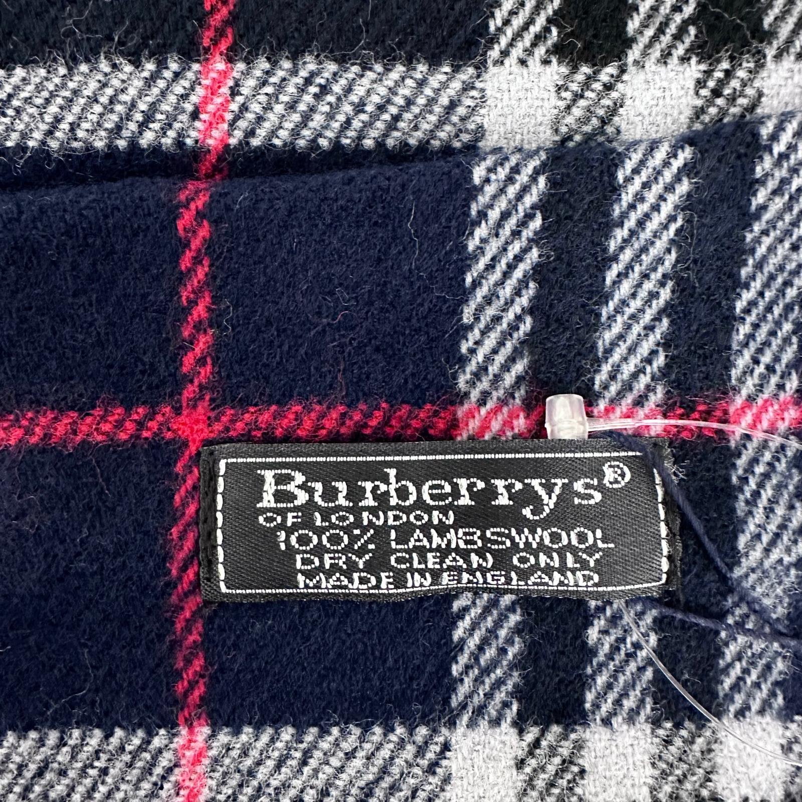 Burberry sciarpa in lana check blu con frange mai usata