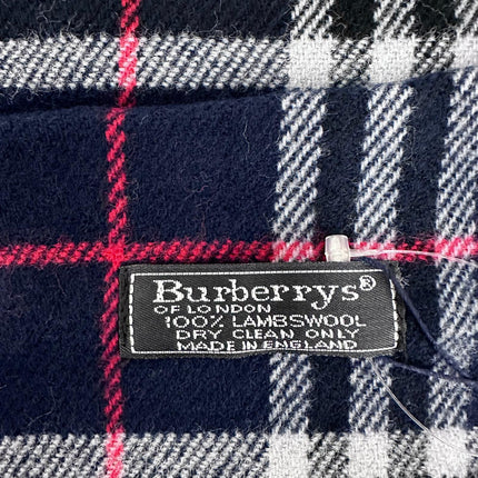Burberry sciarpa in lana check blu con frange mai usata