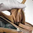 Bvlgari Borsa Twist in pelle martellata beige a due vie