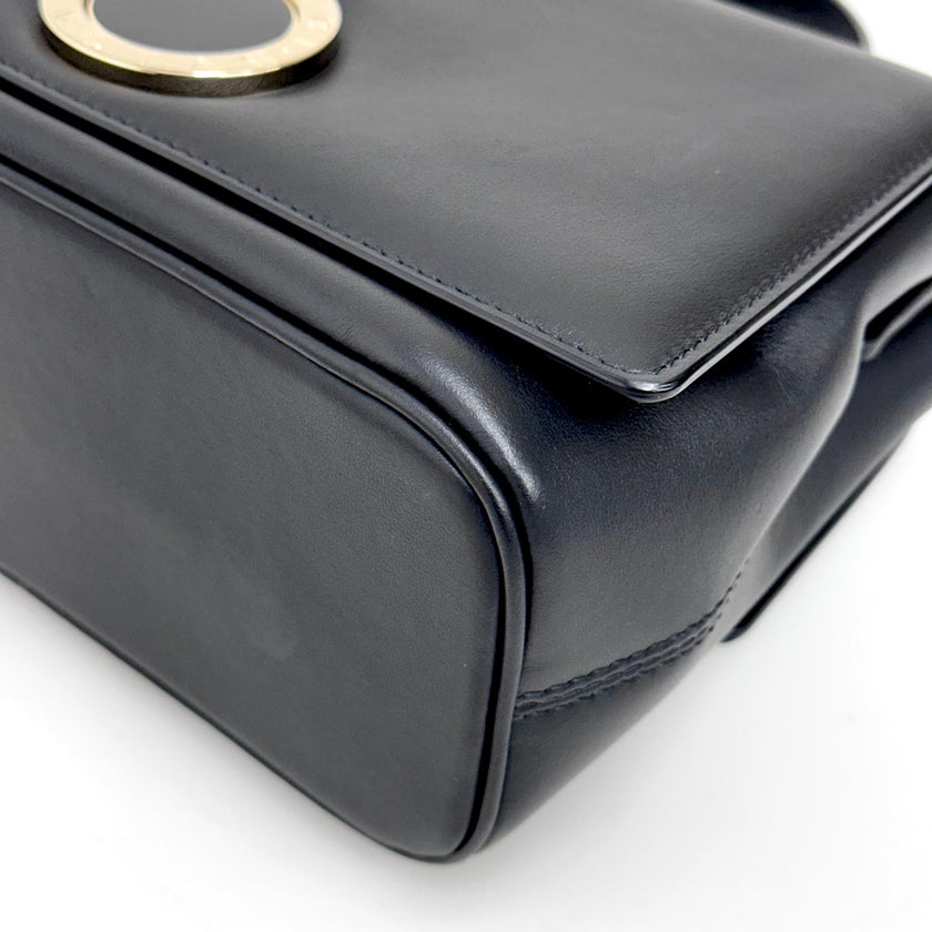 Bvlgari Borsa a due vie in Pelle Nera con Logo Acciaio