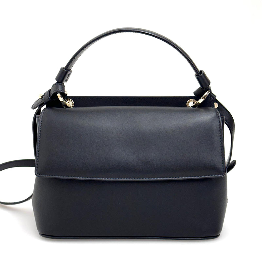 Bvlgari Borsa a due vie in Pelle Nera con Logo Acciaio