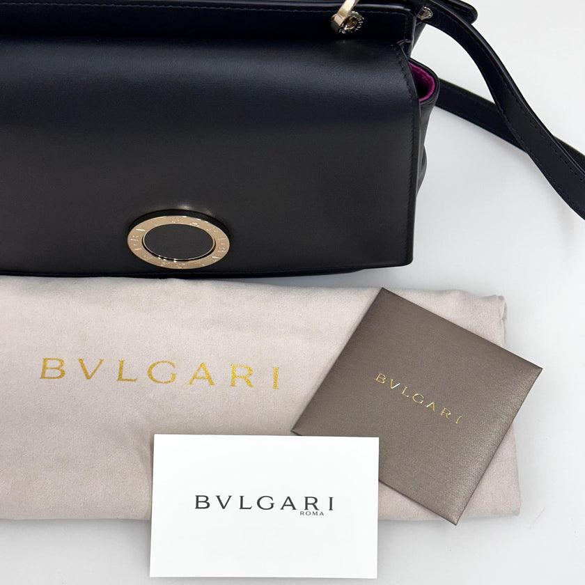Bvlgari Borsa a due vie in Pelle Nera con Logo Acciaio