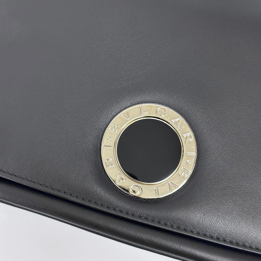 Bvlgari Borsa a due vie in Pelle Nera con Logo Acciaio