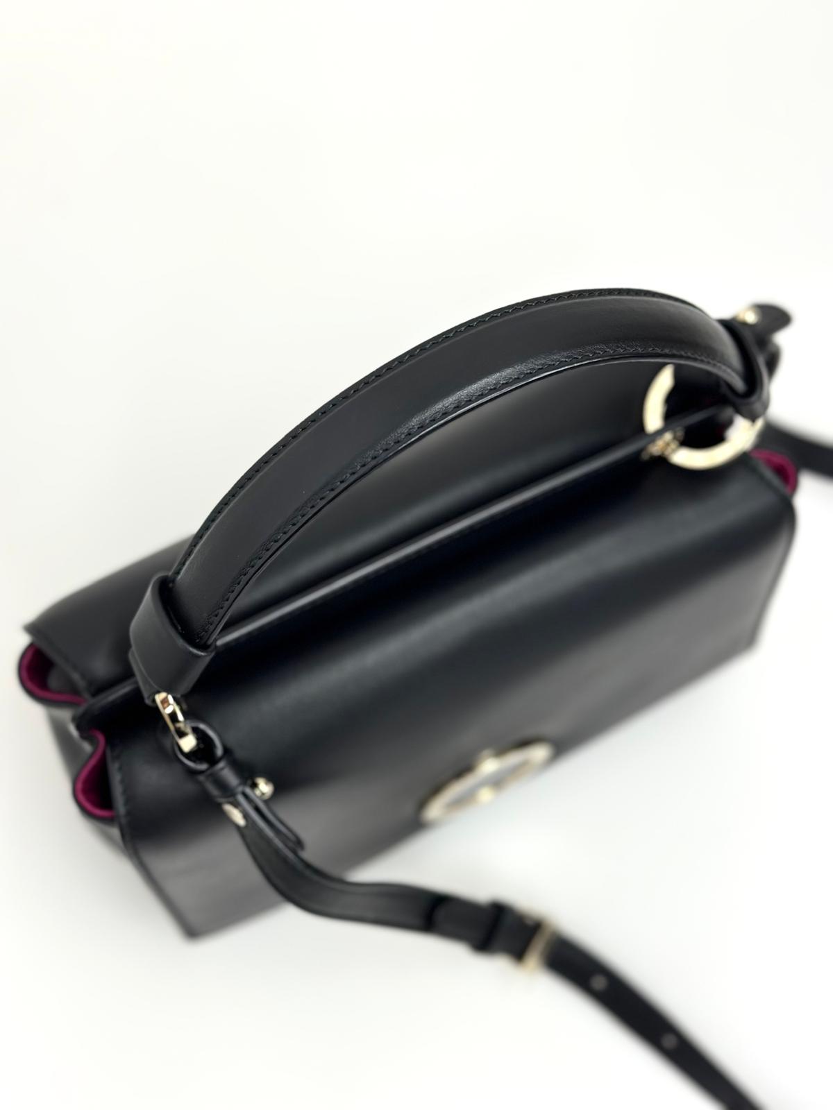 Bvlgari Borsa a due vie in Pelle Nera con Logo Acciaio