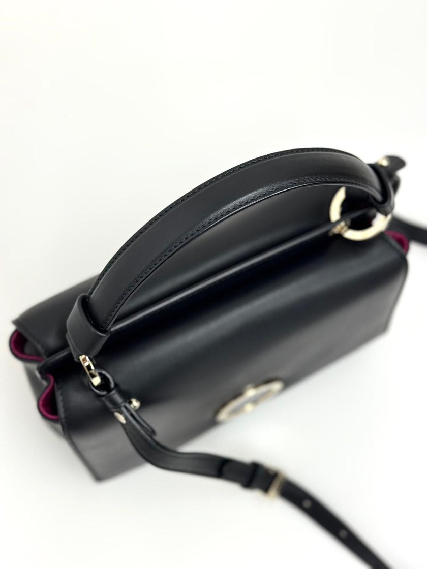 Bvlgari Borsa a due vie in Pelle Nera con Logo Acciaio