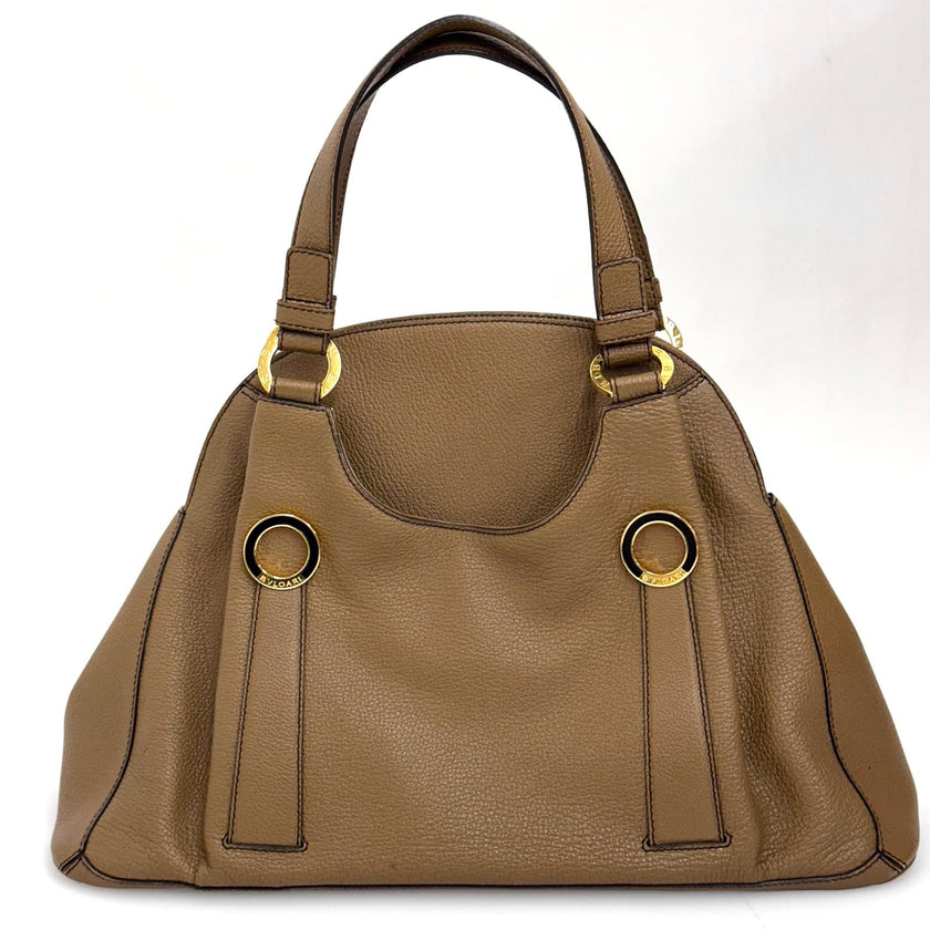 Bvlgari Borsa a mano in pelle martellata color biscotto