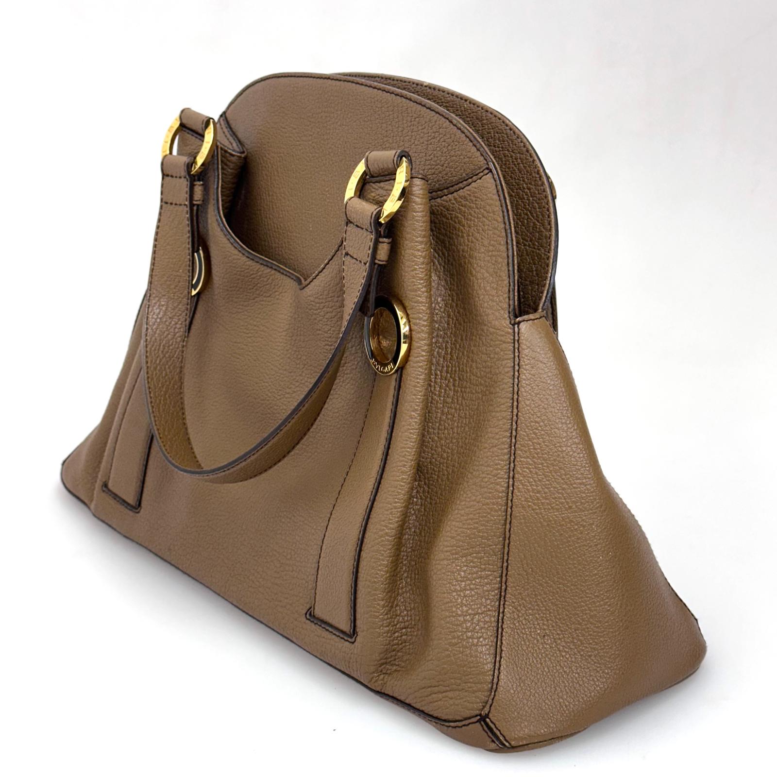 Bvlgari Borsa a mano in pelle martellata color biscotto