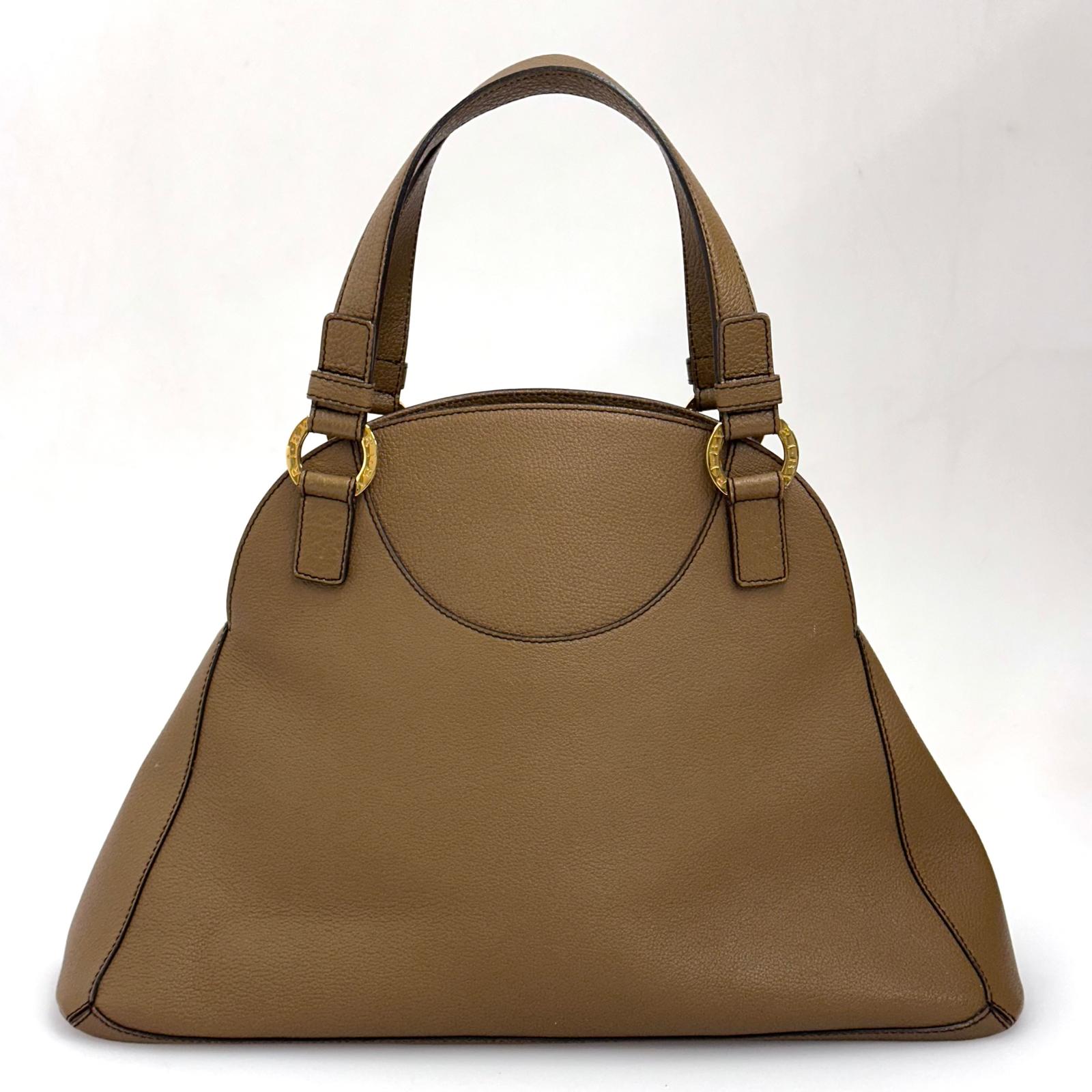 Bvlgari Borsa a mano in pelle martellata color biscotto