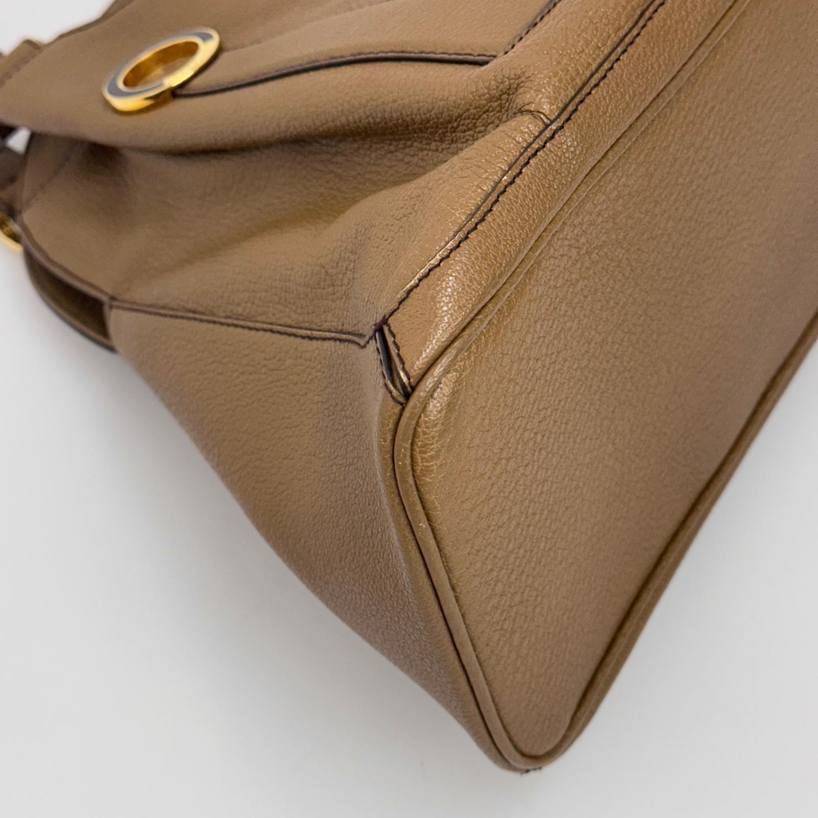 Bvlgari Borsa a mano in pelle martellata color biscotto