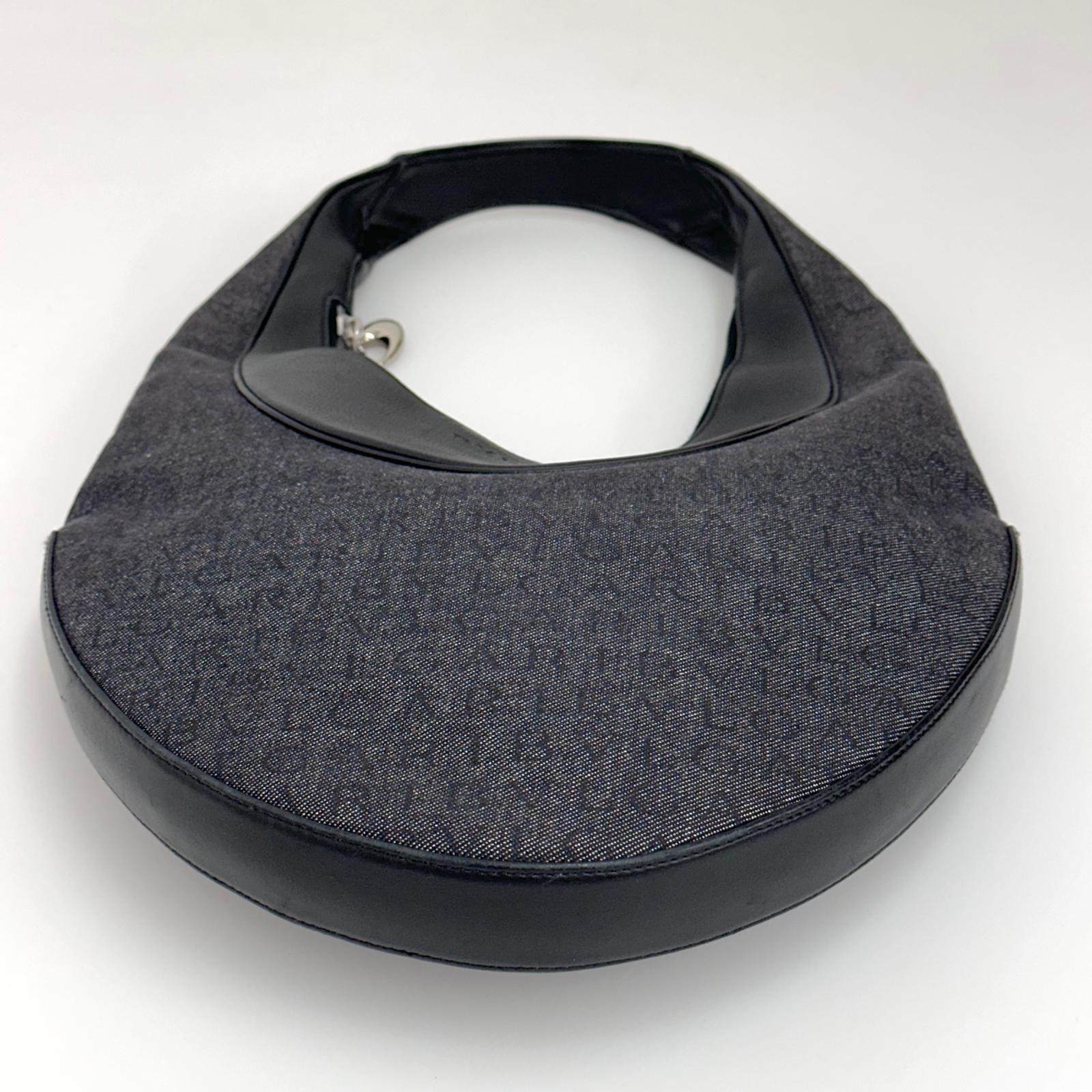 Bvlgari Borsa a spalla modello Hobo in tela monogram e pelle nera