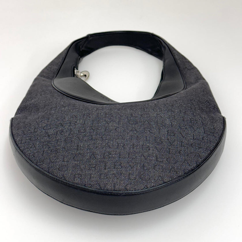 Bvlgari Borsa a spalla modello Hobo in tela monogram e pelle nera