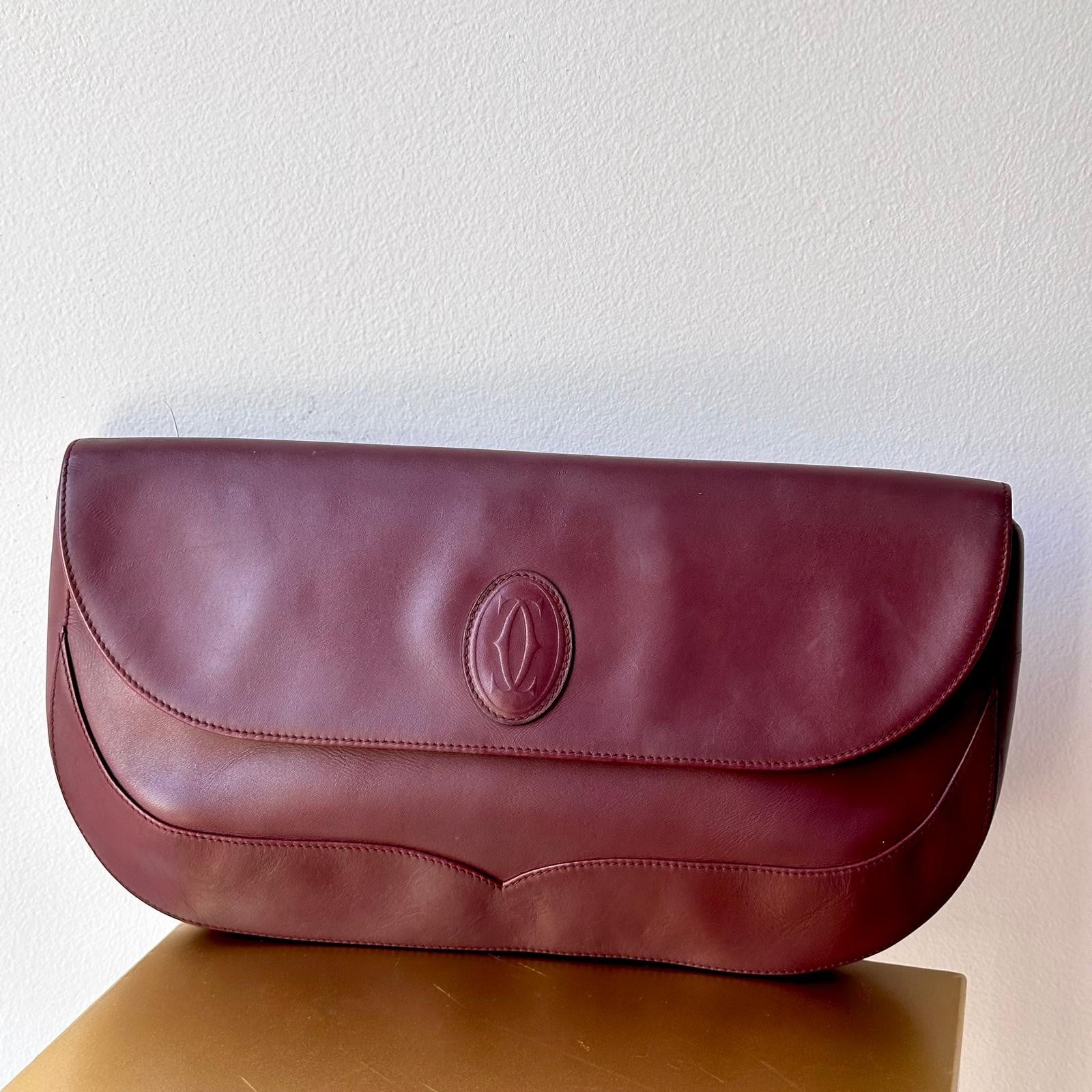 Cartier Must Maxi Pouch · Bordeaux · Vintage anni '80